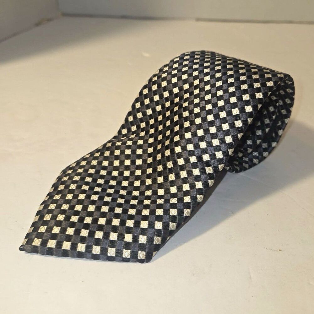 Zarrano Platinum Men's Woven Tie Black Beige Geometric Classic Length One Size